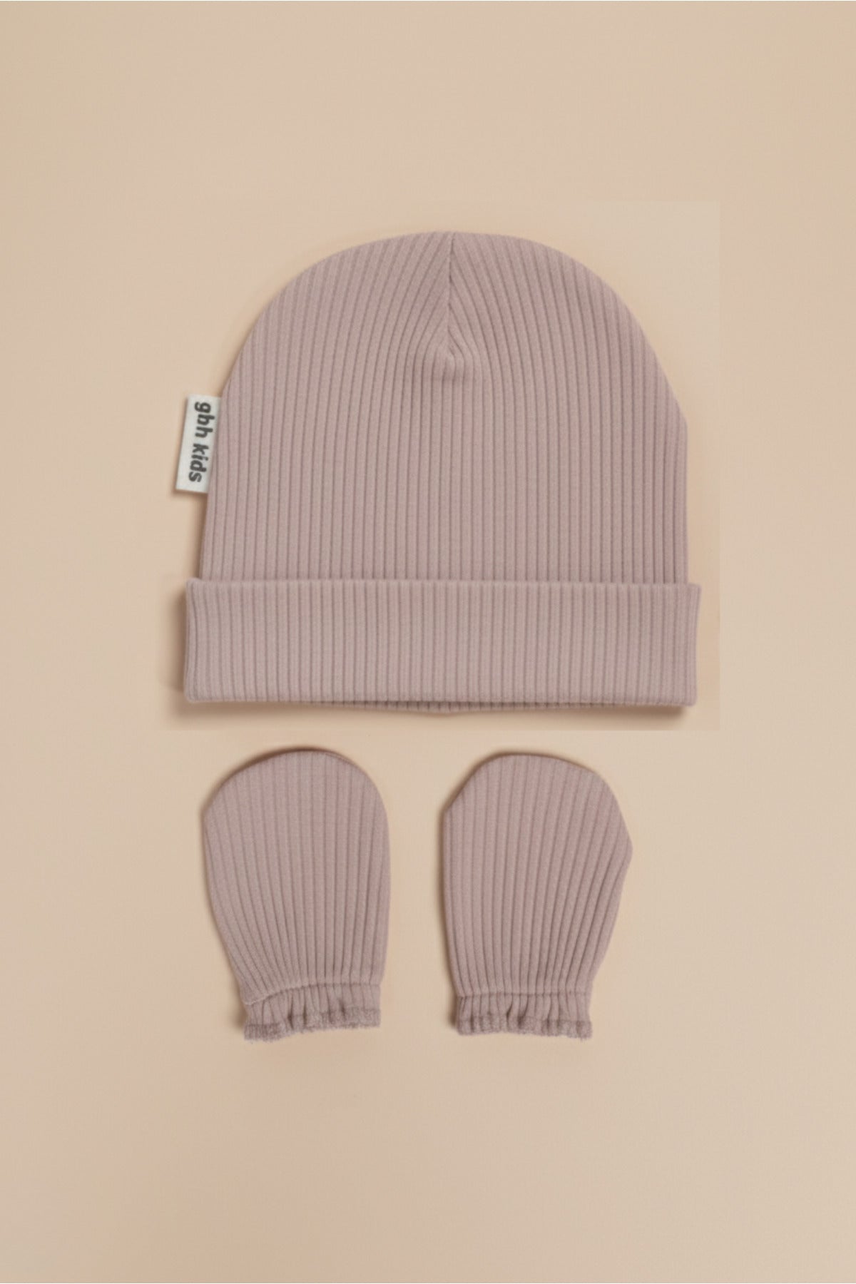Yeni Doğan Şapka & Eldiven Seti – %100 Pamuklu Penye Extra Yumuşak Hafif Terletmez, 0-6 Ay Unisex - Gölge Grisi