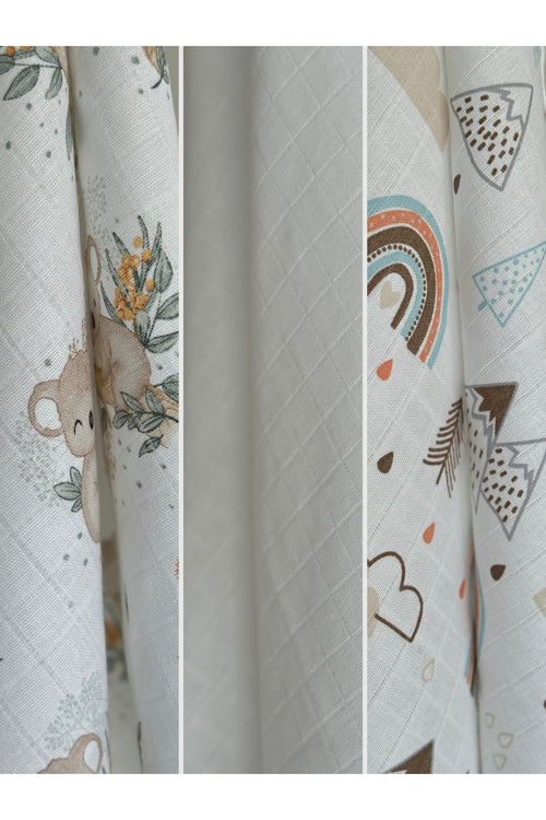 3'lü Müslin Örtü & Bebek Battaniye OEKO-TEX Sertifikalı %100 Pamuklu 100x75 cm - 3'lü Beyaz