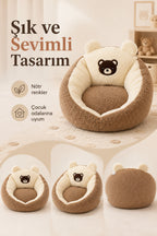 TeddyNest Ayıcık Çocuk Mini Koltuk Puf 1-7 Yaş Peluş Yumuşak Oturma Minderi Kaydırmaz Tabanlı - Kahverengi