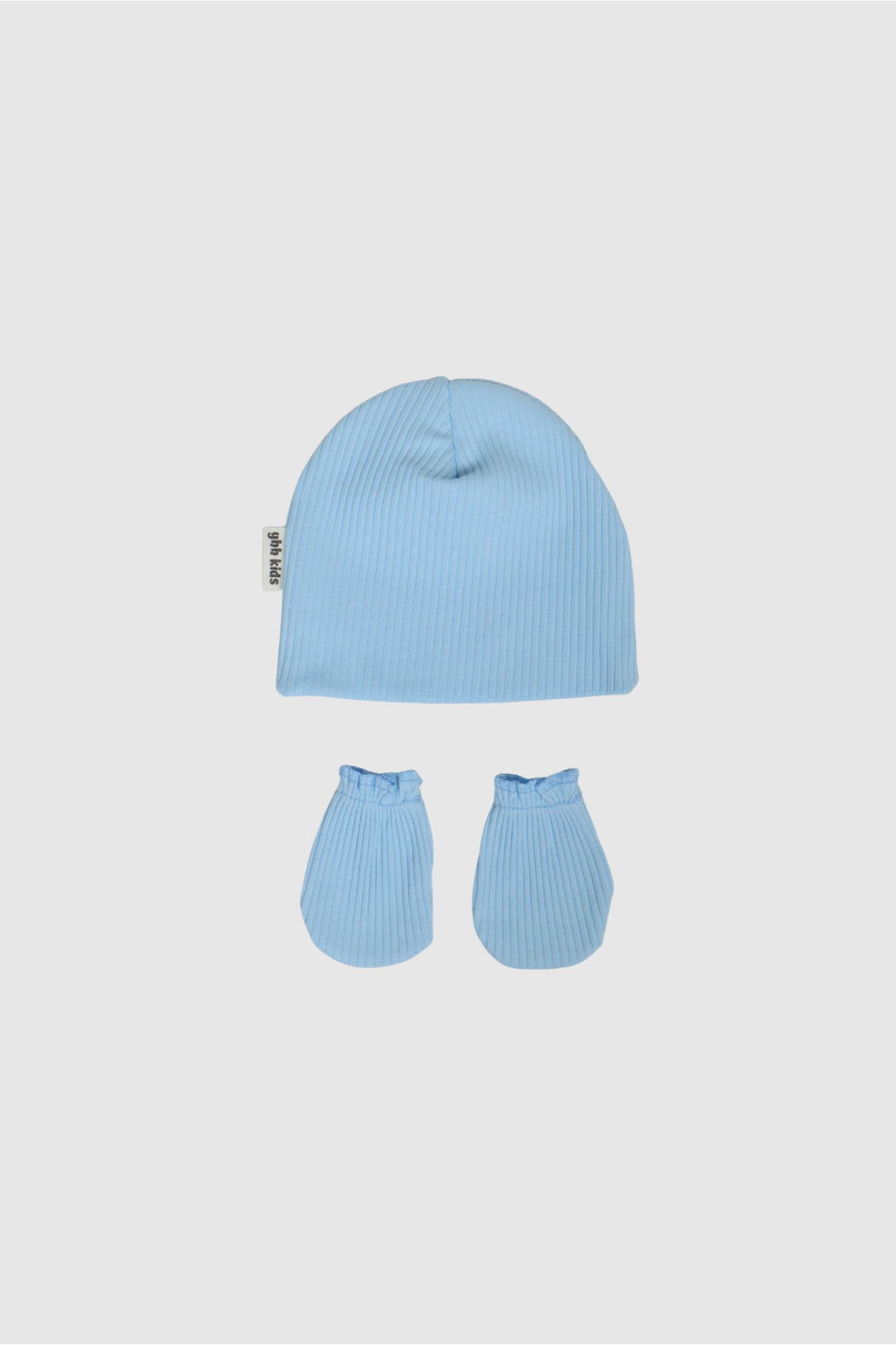 Yeni Doğan Şapka & Eldiven Seti – %100 Pamuklu Penye Extra Yumuşak Hafif Terletmez, 0-6 Ay Unisex - Mavi