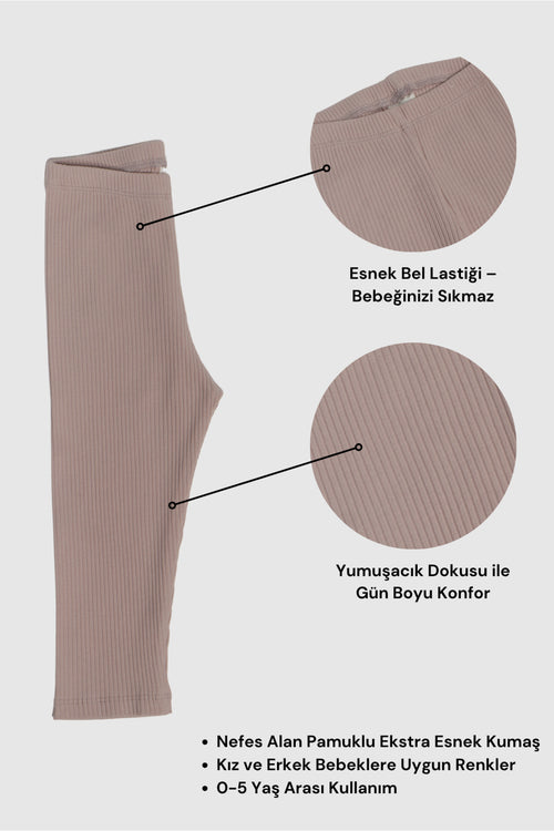 0-5 Yaş Unisex Çocuk Taytı Fitilli Pamuklu Esnek & Konforlu - Gölge Grisi
