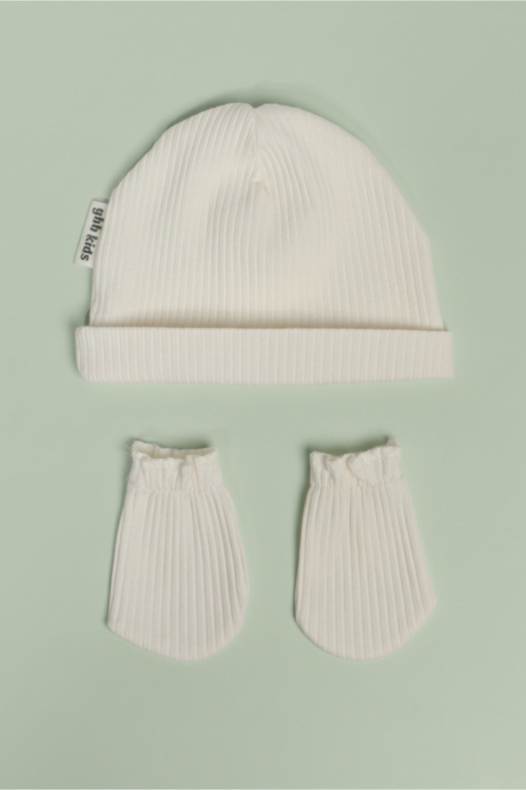 Yeni Doğan Şapka & Eldiven Seti – %100 Pamuklu Penye Extra Yumuşak Hafif Terletmez, 0-6 Ay Unisex - Ekru
