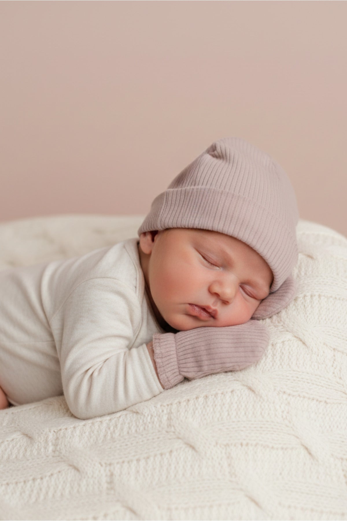 Yeni Doğan Şapka & Eldiven Seti – %100 Pamuklu Penye Extra Yumuşak Hafif Terletmez, 0-6 Ay Unisex - Gölge Grisi