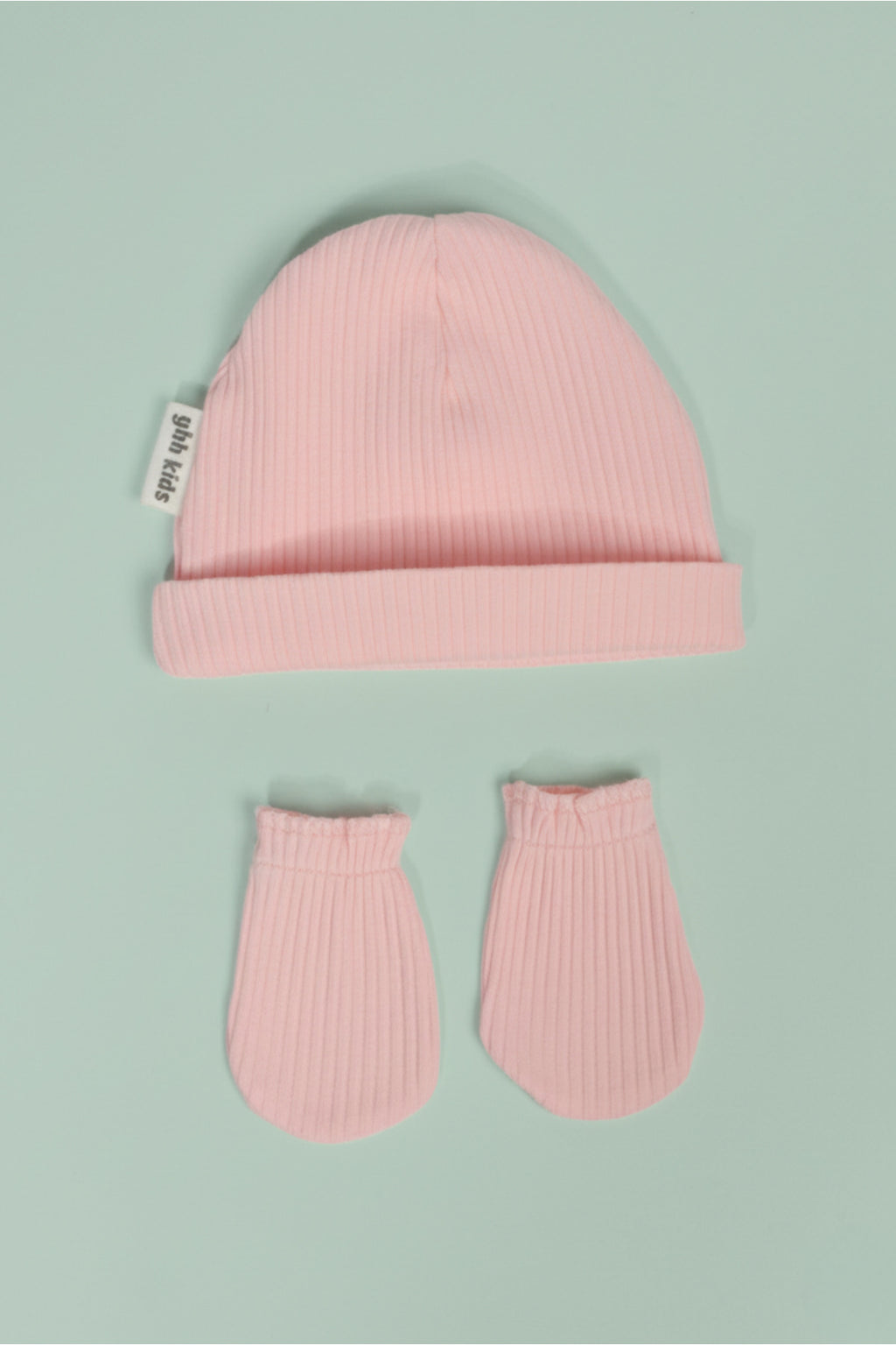 Yeni Doğan Şapka & Eldiven Seti – %100 Pamuklu Penye Extra Yumuşak Hafif Terletmez, 0-6 Ay Unisex - Pembe