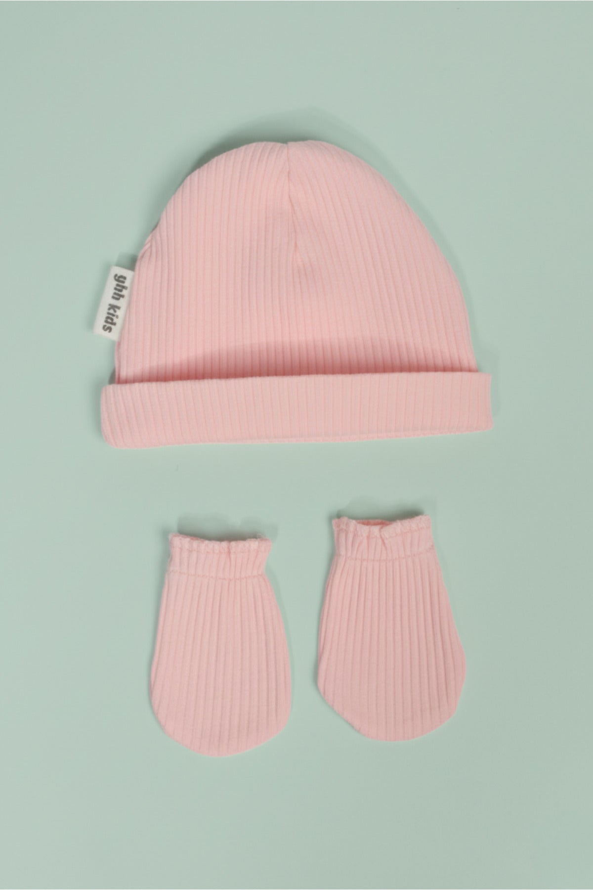 Yeni Doğan Şapka & Eldiven Seti – %100 Pamuklu Penye Extra Yumuşak Hafif Terletmez, 0-6 Ay Unisex - Pembe