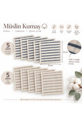 10'lu Desenli Müslin Bebek Ağız Mendili %100 Pamuk 12x12 Cm - Bej