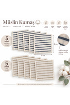 10'lu Desenli Müslin Bebek Ağız Mendili %100 Pamuk 12x12 Cm - Bej