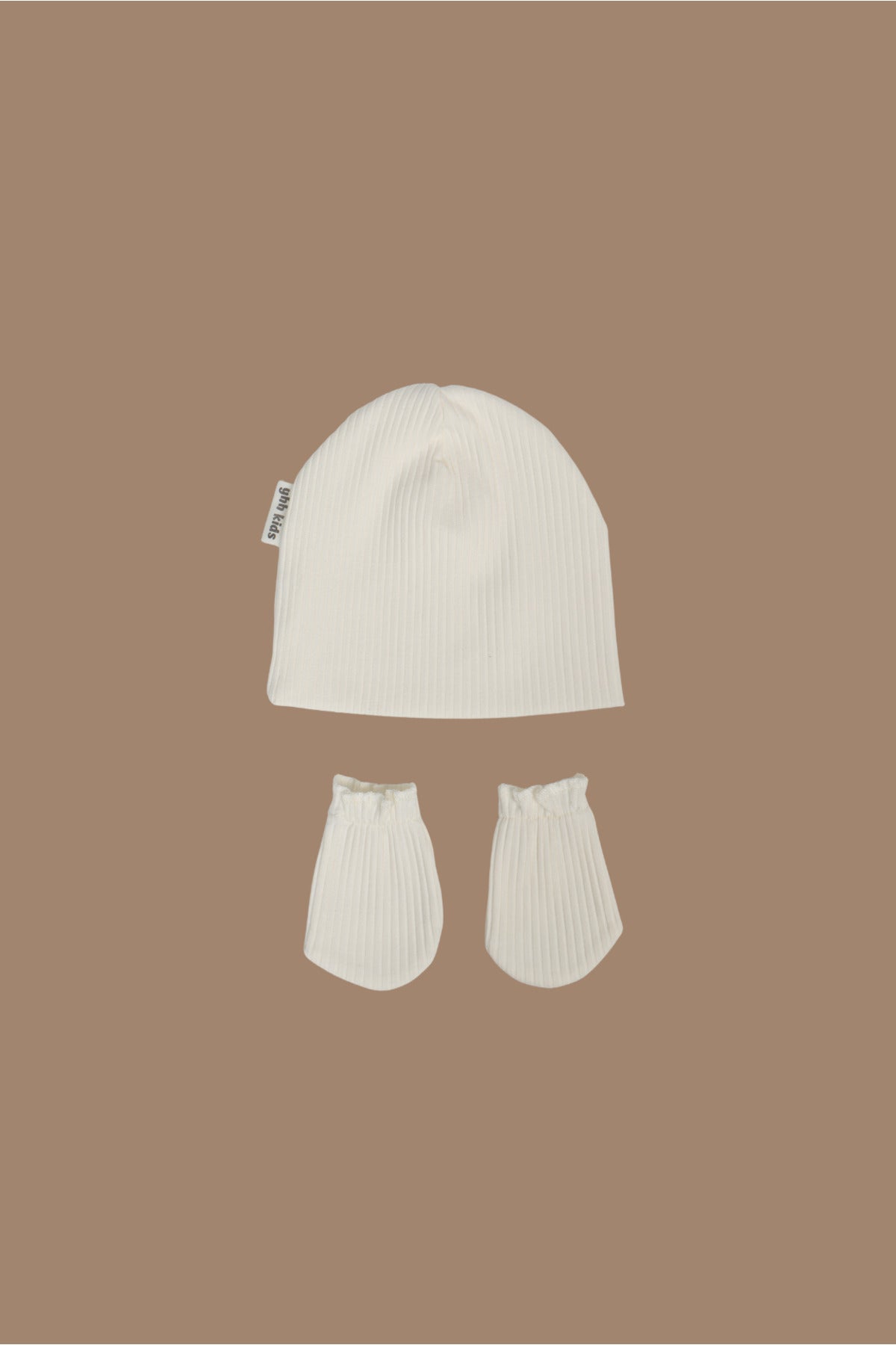 Yeni Doğan Şapka & Eldiven Seti – %100 Pamuklu Penye Extra Yumuşak Hafif Terletmez, 0-6 Ay Unisex - Ekru