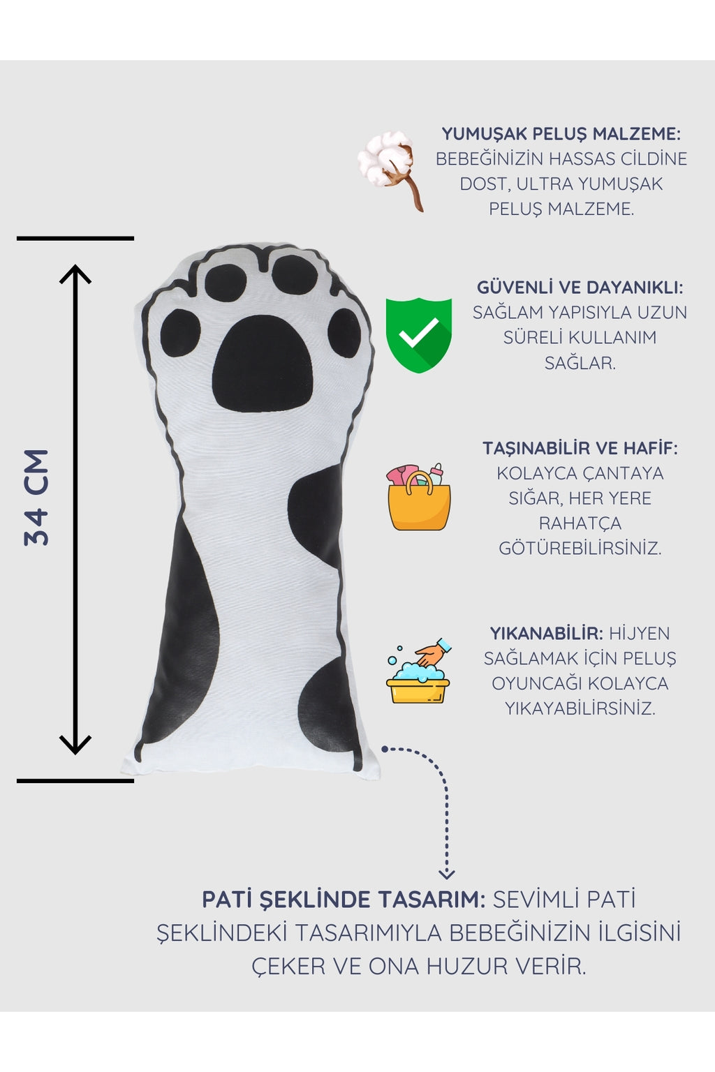 Bebek Uyku Arkadaşı Sevimli Pati Peluş Oyuncak