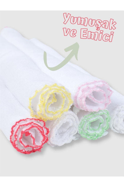 Çift Kat 6'lı Bebek Ağız Mendili Emici Havlu Kumaş %100 Pamuklu - Beyaz