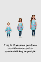Sıvı Geçirmez Çocuk Aktivite Önlüğü ve Kollukları – 2-10 Yaş, Ayarlanabilir Boyama Önlüğü - Turkuaz Flamingo
