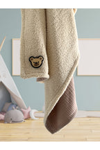 Teddy Peluş Müslin Battaniye Latte 120x90 Cm