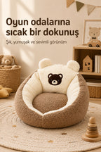 TeddyNest Ayıcık Çocuk Mini Koltuk Puf 1-7 Yaş Peluş Yumuşak Oturma Minderi Kaydırmaz Tabanlı - Kahverengi