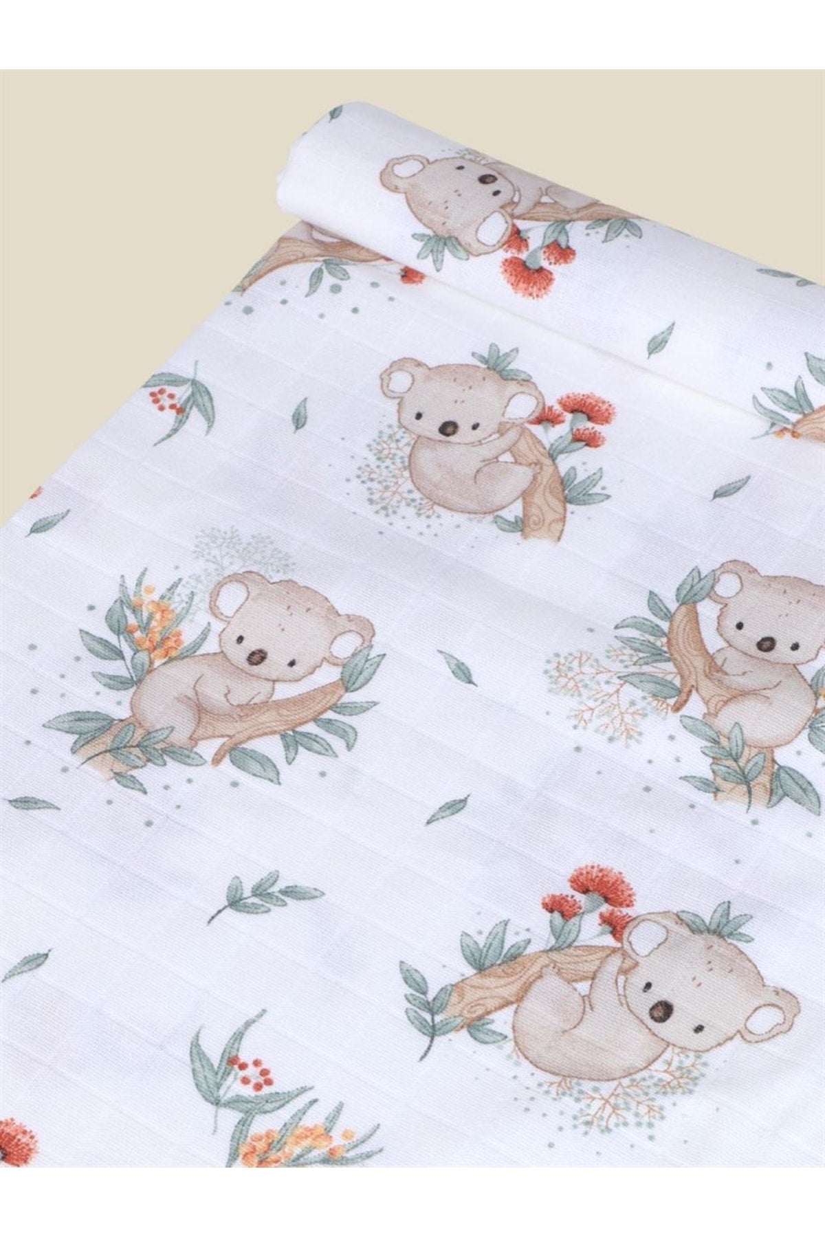 Organik Müslin Bebek Battaniyesi Koala Desenli
